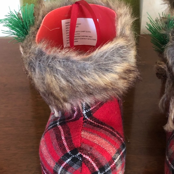 NWT 3 decorative Christmas plaid hangable fillable booties - Picture 8 of 14